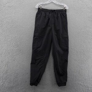 DSG Mens Crinkle Nylon Cargo Jogger Pants Pure Black Water Repellent Small NEW